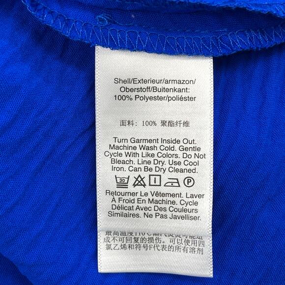 DKNY Royal Blue Ruffled Hem Balloon Sleeve Knee Length Lightweight Dress 12 - Picture 6 of 8